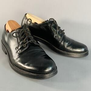 MARC JACOBS Size 8 Black Gold Leather Derby Lace-Up Shoes